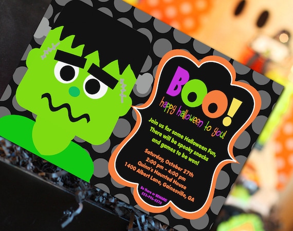 Halloween Invitation - Frankenstein -Halloween Party - Halloween Birthday Invitation - Printable Files by Amanda's Parties To Go Il_570xn