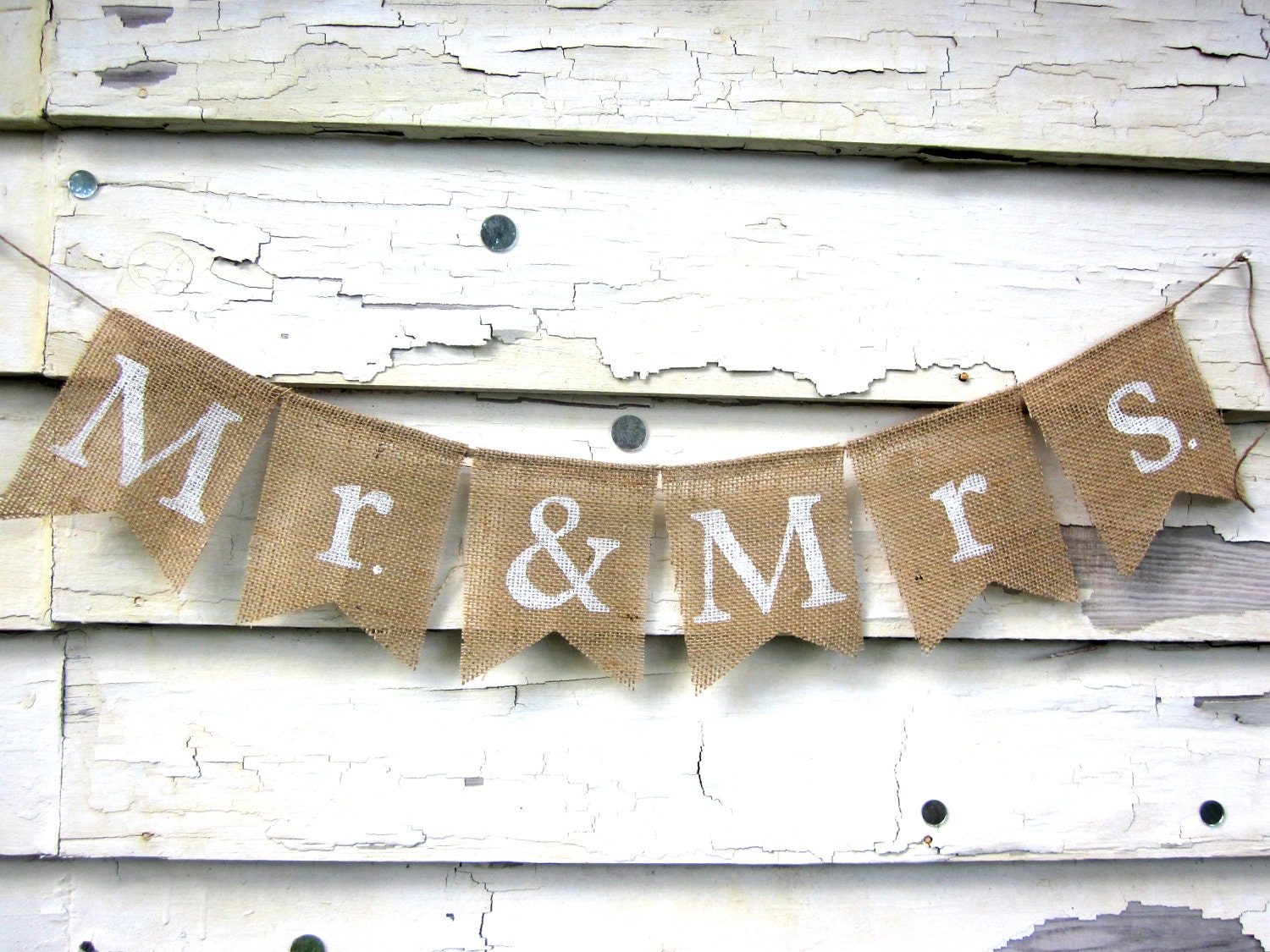 Mr and Mrs Rustic Burlap Banner for Weddings, Photo Shoots, Home Decor