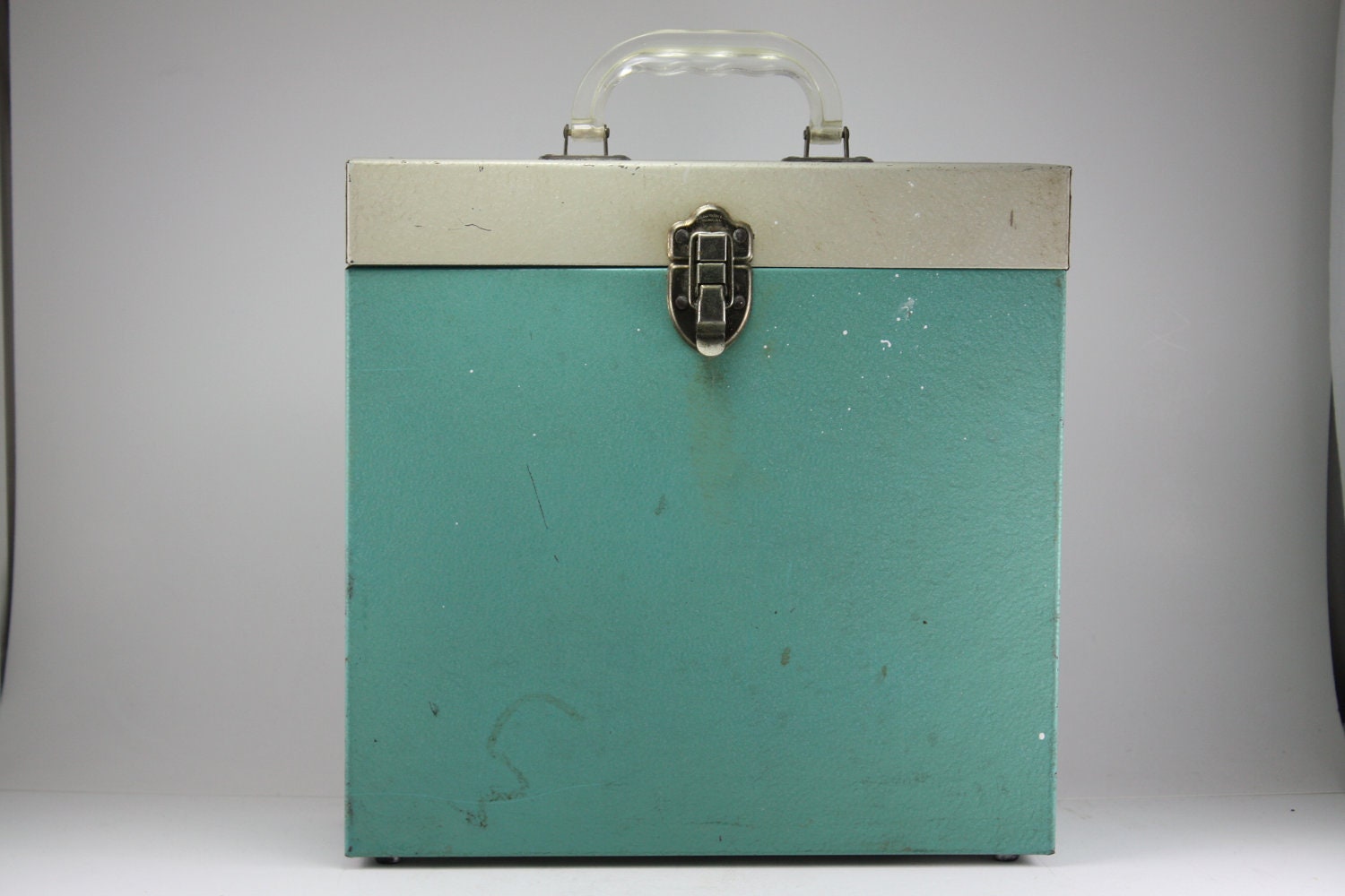 Vintage Industrial Aqua Turquoise Metal Box