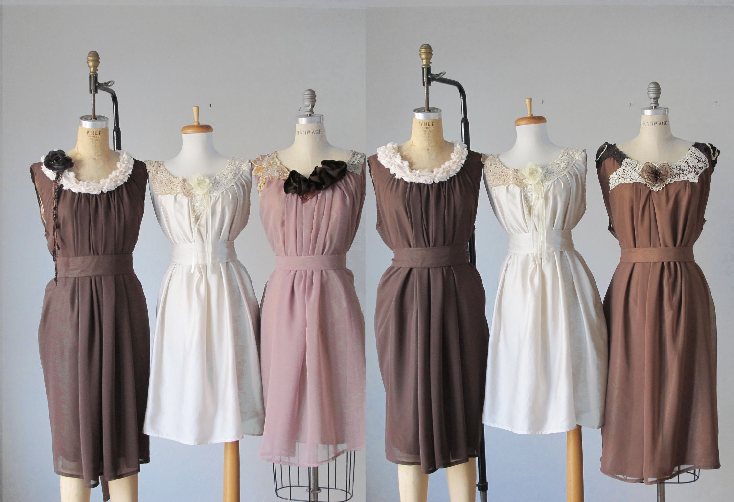 gypsy  wedding / mismatched bridesmaid dresses / Bridesmaid  /  Dresses  / Romantic / lace / brown  / Fairy / Dreamy  / Party / Bride