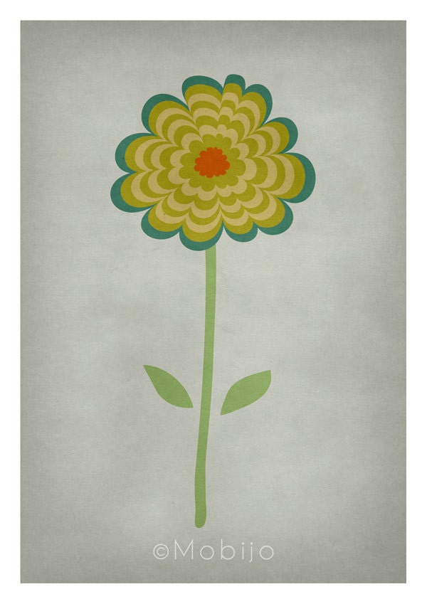 Flower nursery art-postcard with envelope-print from original illustration