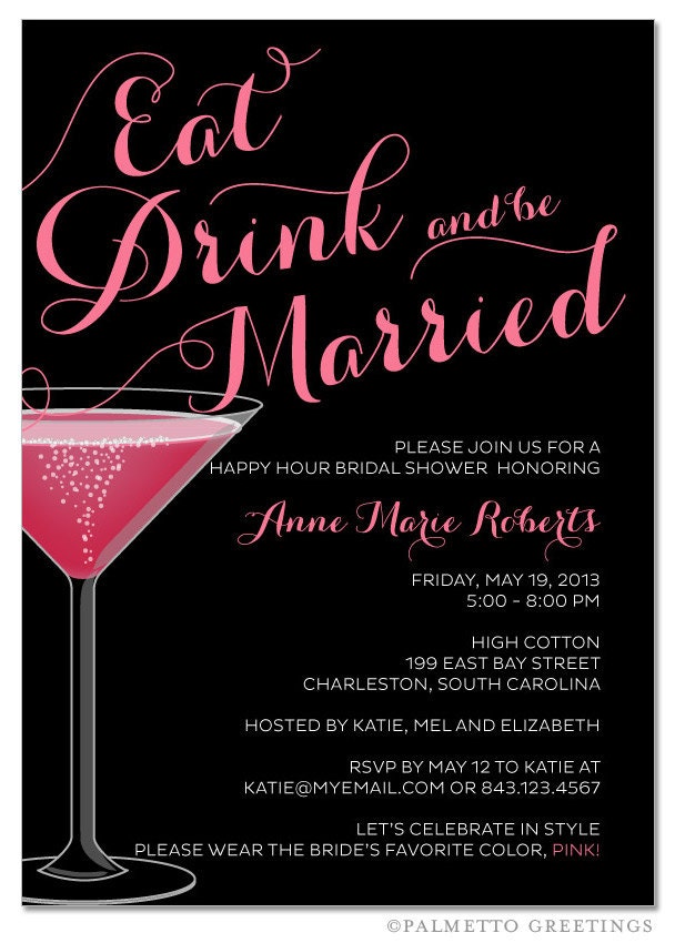 PRINTABLE - Happy Hour Champagne Bridal Shower, Engagement Party Invitation, Martini Glass