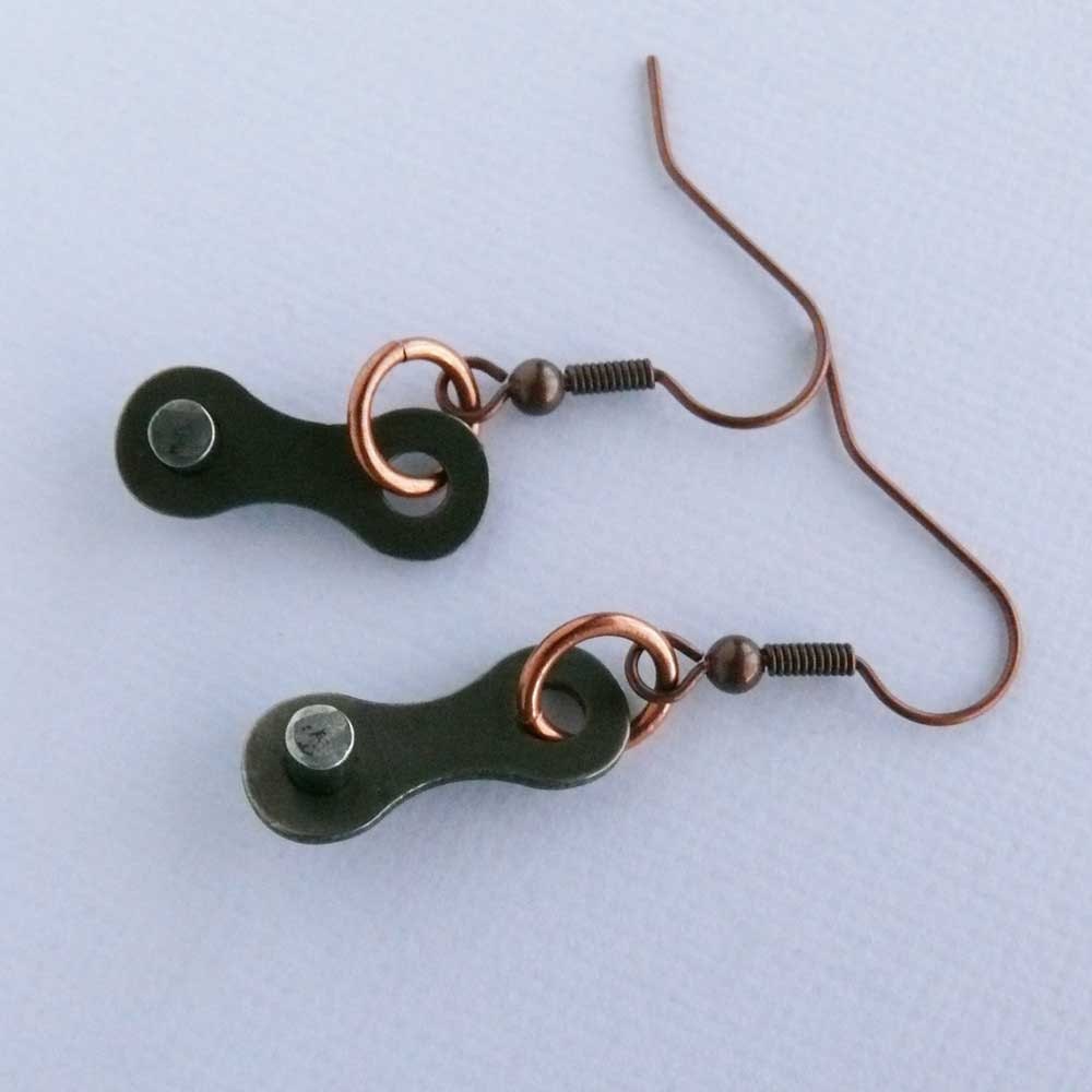 Cycling bicycle chain rivet earrings bike jewelry