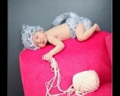 Little Kitty Newborn Baby Crochet Hat  Diaper Cover  Set 0-3 months PHOTO PROP