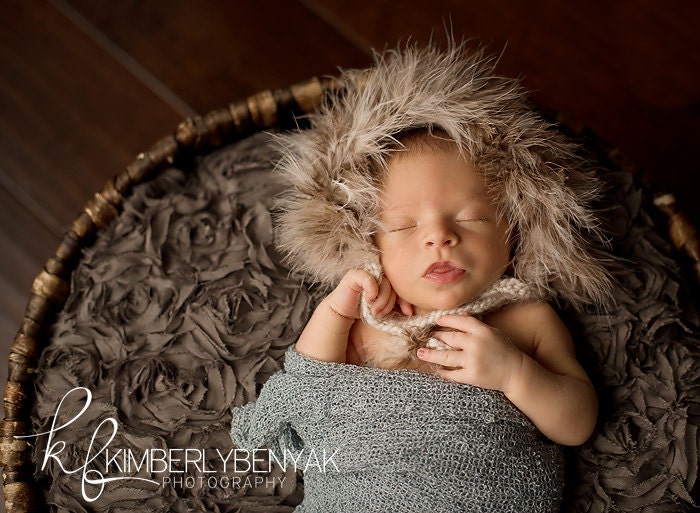 Eskimo Parka Bonnet Newborn Baby (0-3 months) Crochet Photo Prop