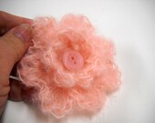 Brooch Pin, Fiber Jewelry, Boutineer, Crocheted Scarf Pin, Mohair Flower Brooch, Fashion Brooch, Statement Flower, Pink