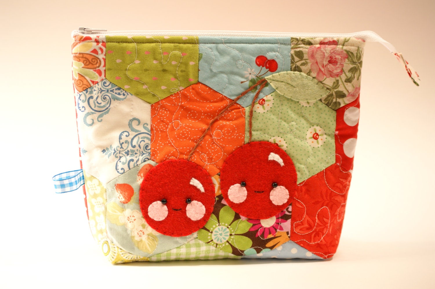 Hexagon Cherry Zipper Pouch