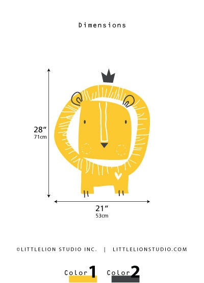 Baby Zoo Lion King Wall Decal - Yellow, Gold, White - Fun Kids decor