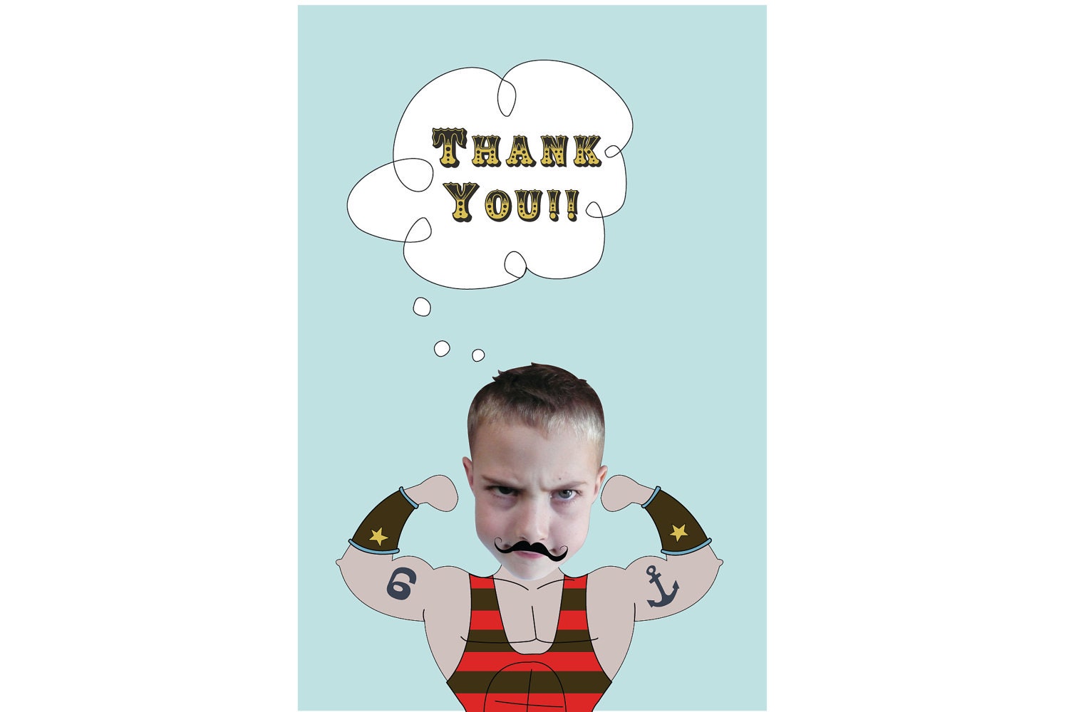 Circus Carnival Strongman Thank You Card - Printable & Personaized