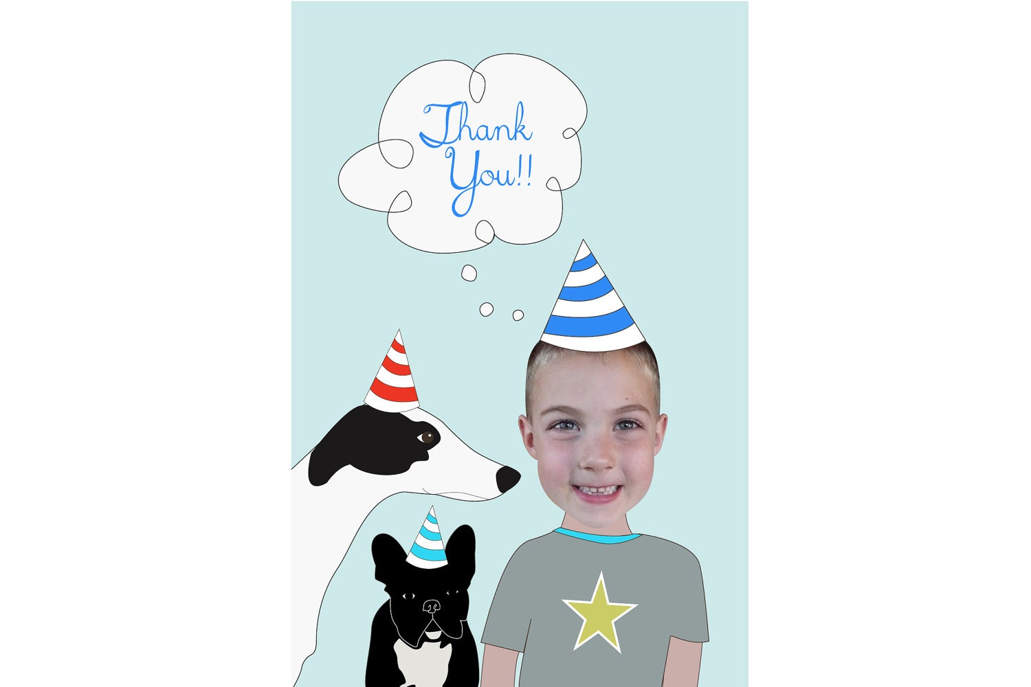 Dog and Boy Thank You Card - Printable & Personalized