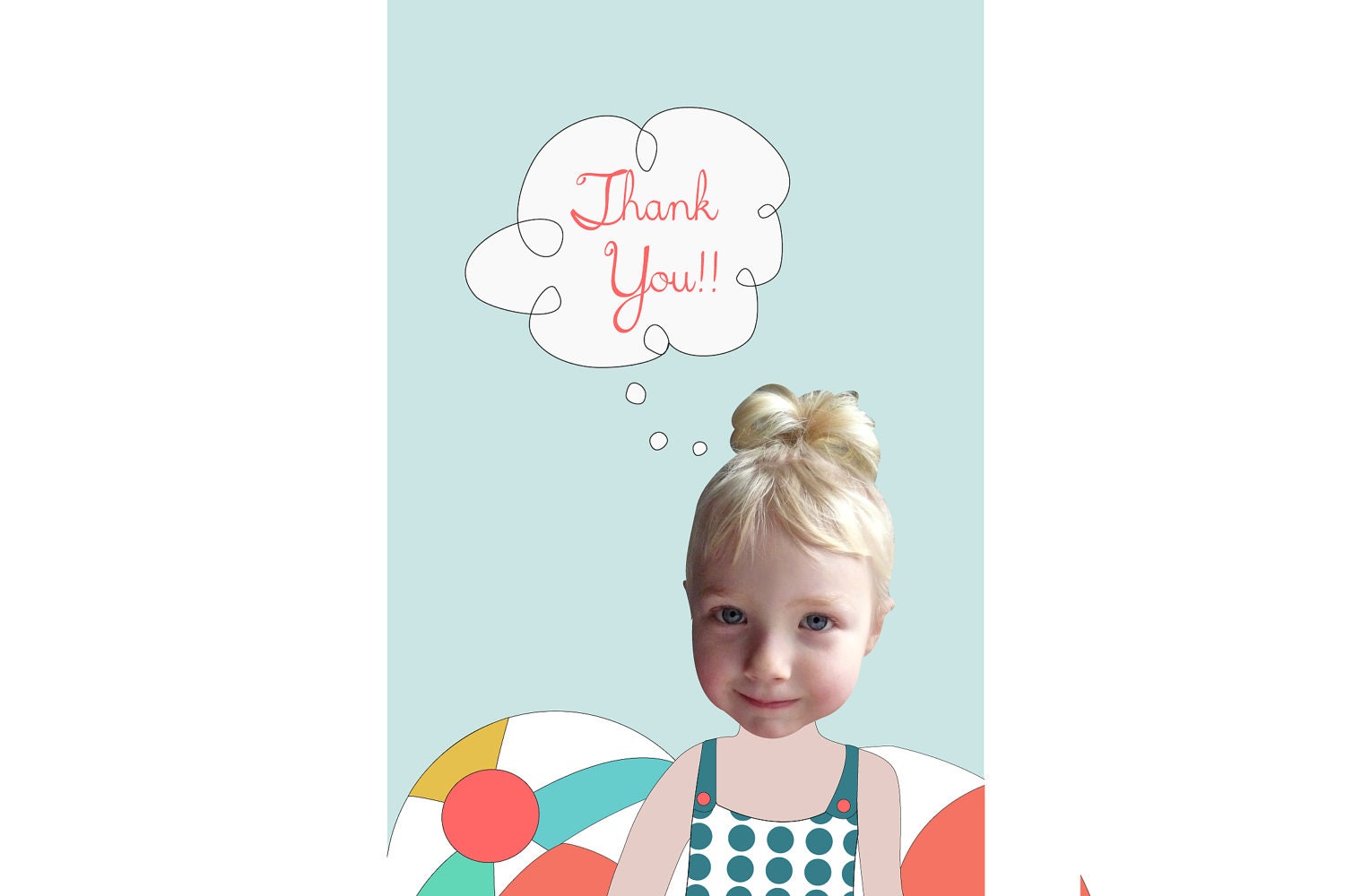 Vintage Pool Party Thank You Card - Printable & Personalized For A Girl
