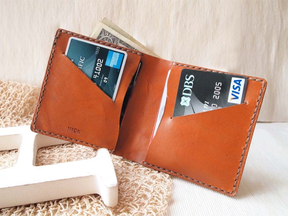 Personalized Bifold Wallet - Leather - Hand Stitched