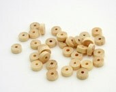 Vintage Czech Disc shaped wooden spacer beads - 8 x 3mm cream white natural - 50 pieces