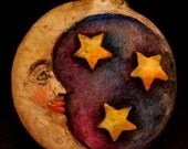 Moon and Stars Ornament, vintage style