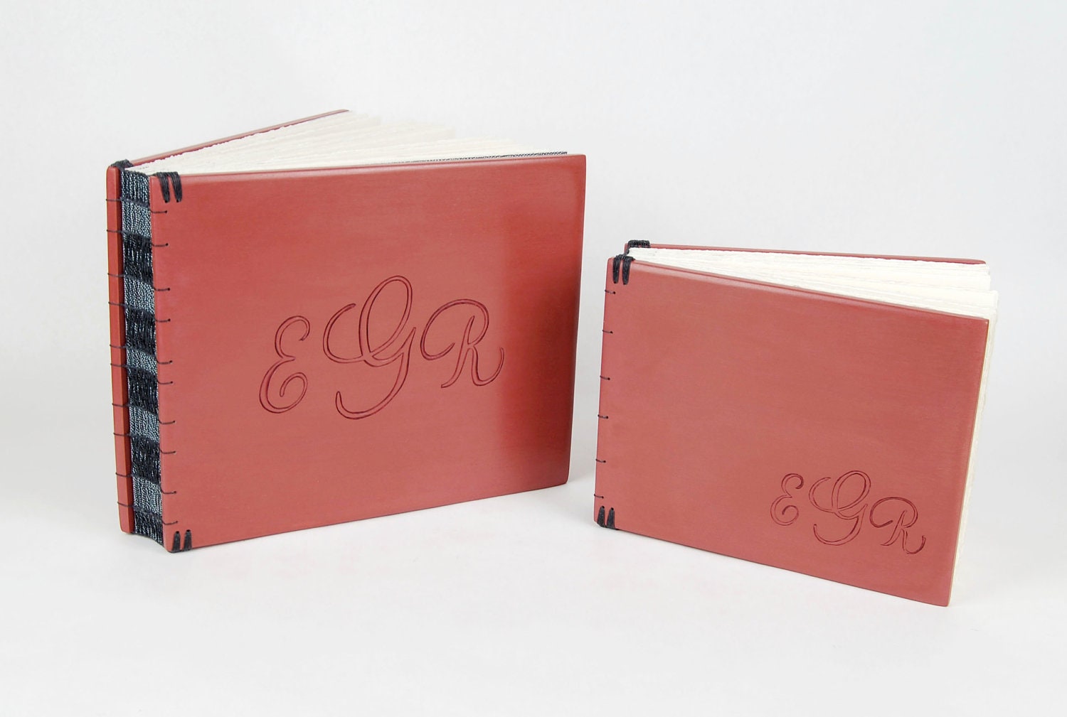 Custom Monogram Wedding Wood Guest Book & Scrapbook Photo Album -  personalized  - made to order