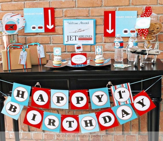 Printable Airplane Party Decorations - Red & Blue Il_570xn