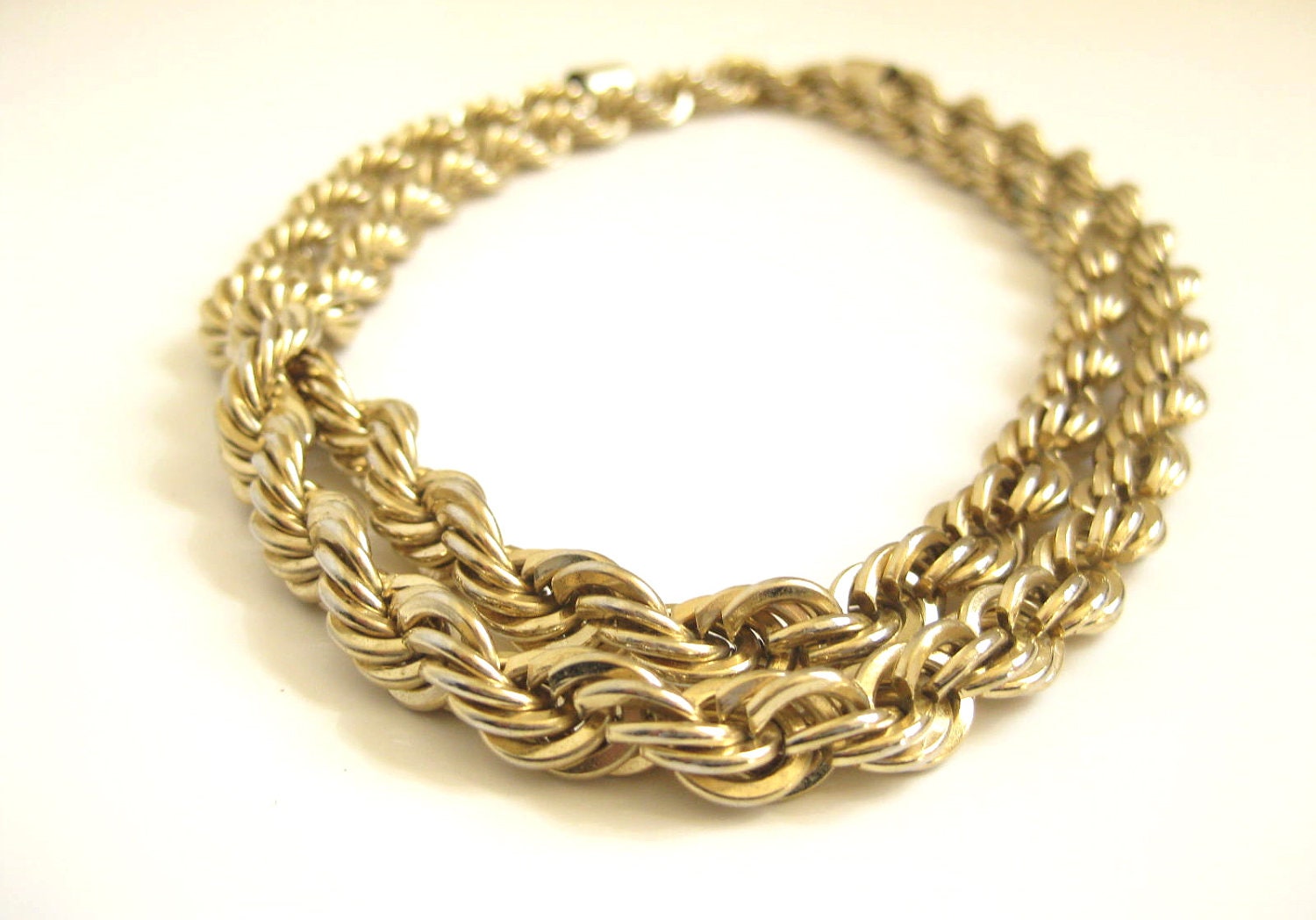 1960s Vintage Golden Curb Link Chain Estate Necklace