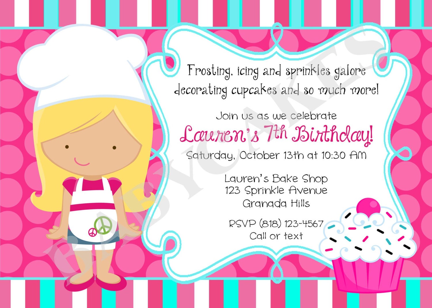 Cupcake Decorating Party Birthday Invitation - DIY Print Your Own - Choose your girl - Matching party Printables available