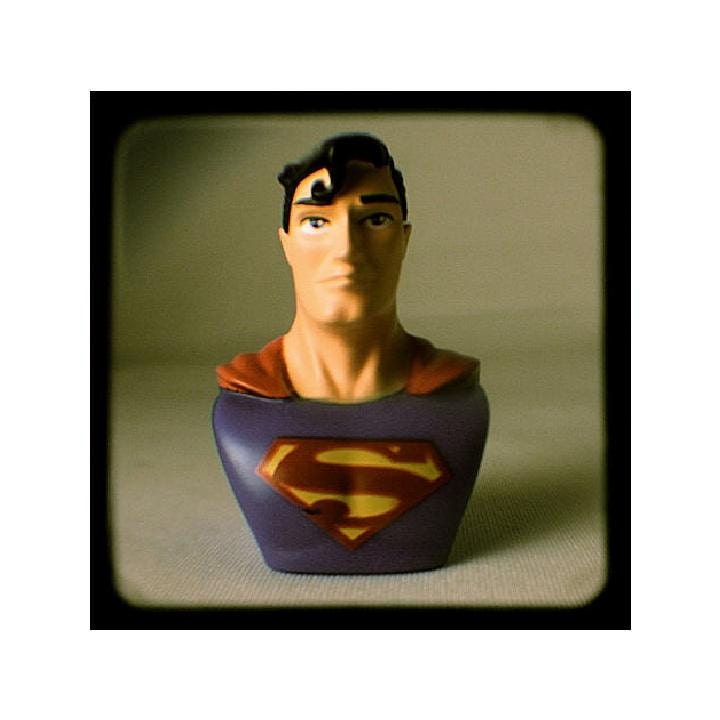 Bold (5 x 5 Fine Art Print) Superman, Bust, Home Decor, Superhero
