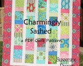 PDF Quilt Pattern Charmingly Sashed Charm Pack Baby and Throw Size