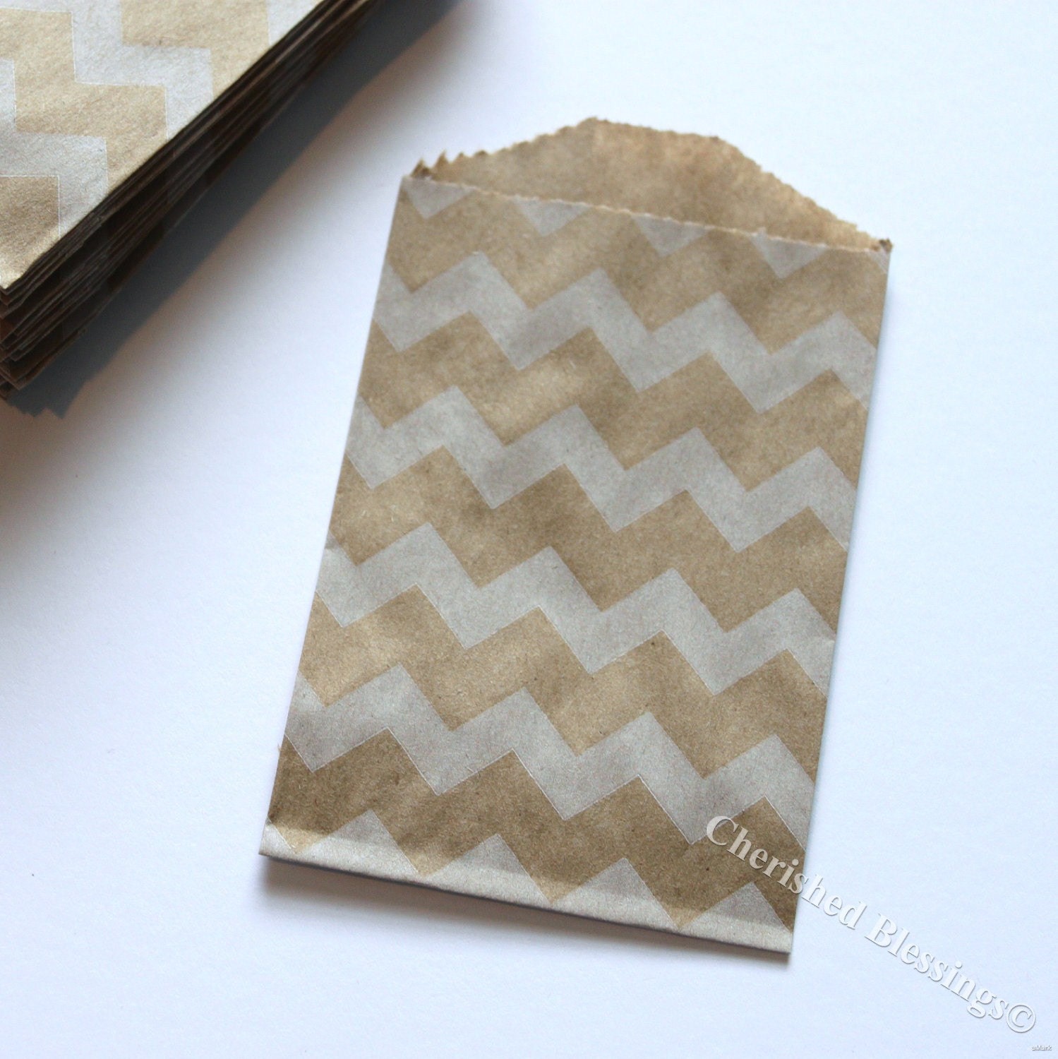 Chevron Bags, 20 Rustic Kraft Wooden MINI SIZE Silverware Flatware Bag Paper Goods Birthday Wedding Baby Shower w/ Straw Flags Il_570xn