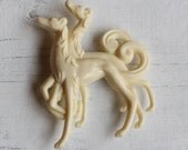 Greyhound Brooch ... Dog Pin Ivory Vintage Lucite Art Deco Style