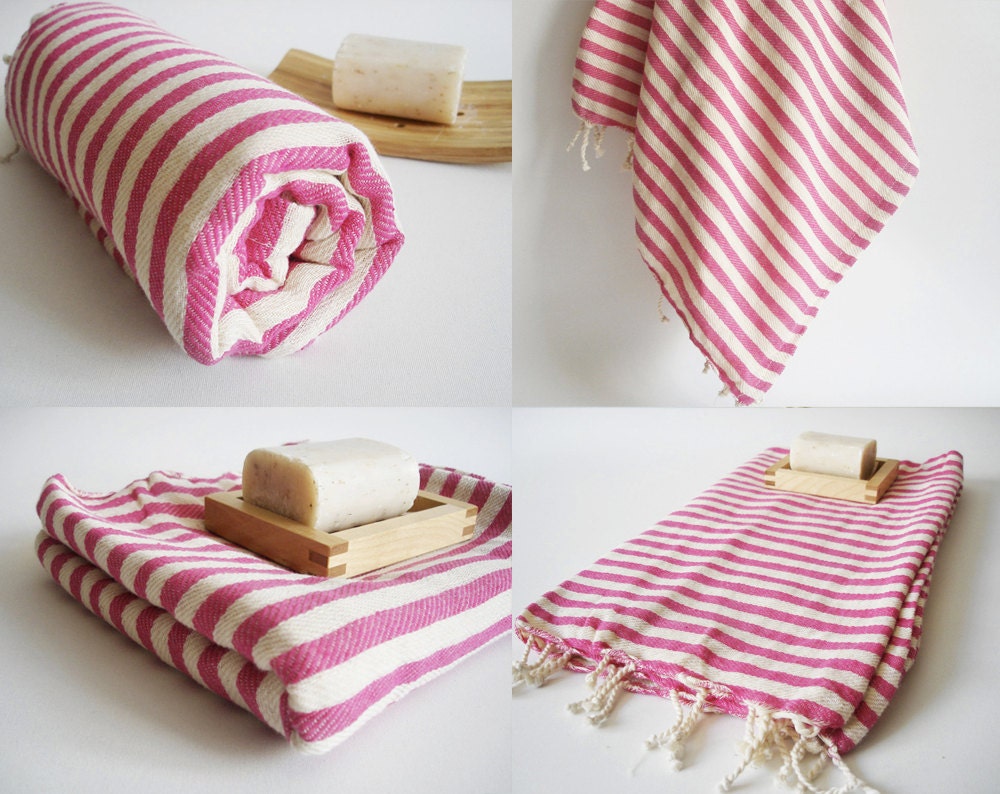Free Shipment SET 4 Piece Bathstyle Turkish BATH Towel Peshtemal - Pink