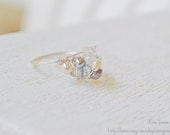 Mermaid Ring - amethyst, rose quartz, freshwater pearl wire wrapped ring
