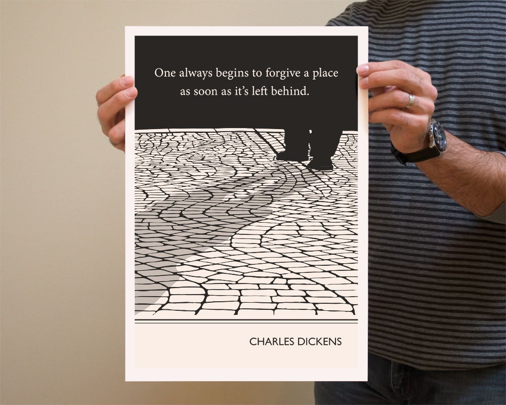 Illustration, Charles Dickens Quote, Fine Art Print, Art Poster, Street Drawing, Travel Art, Paris Street, Traveler Gtift, Wall Art