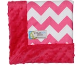 Baby Girl LUXE Lovey / Security Blanket - Pink &  White Chervon Stripe on Pink Minky -Unique Baby GIRL Gift