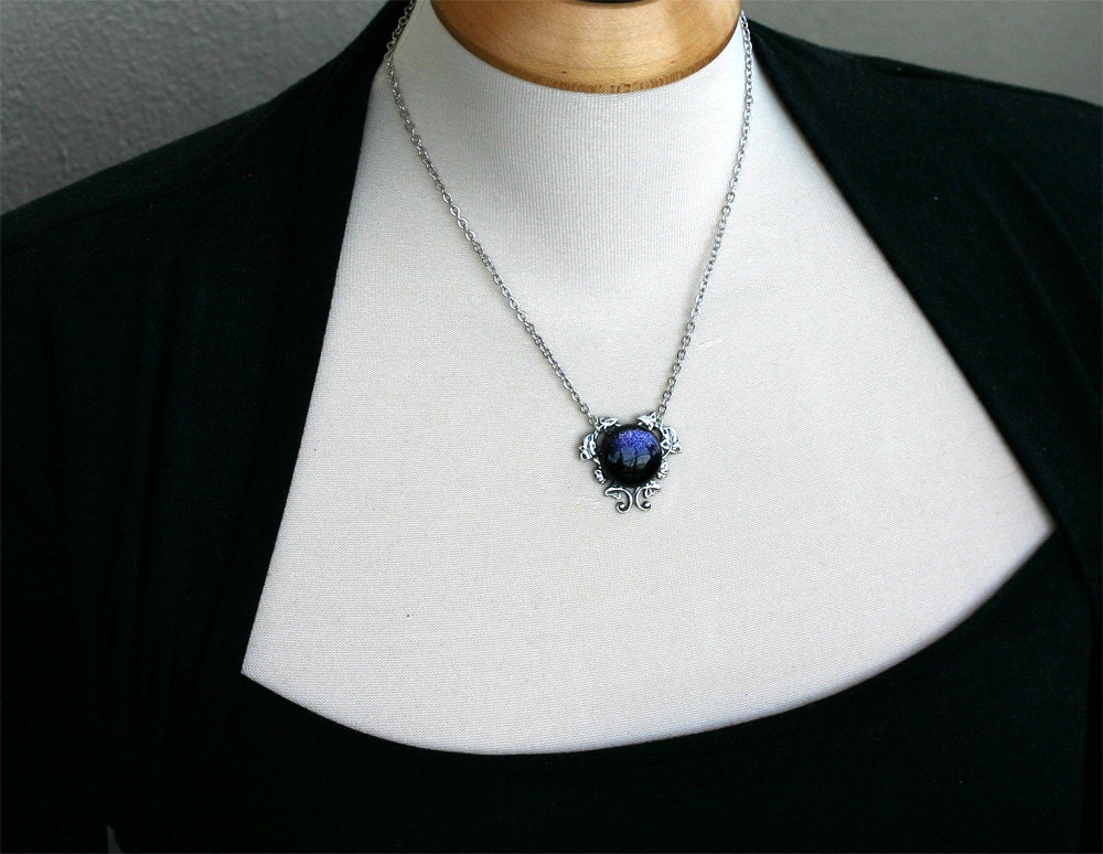 Constellation Necklace with Blue Goldstone Opal