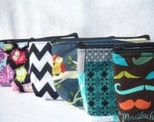 Bridesmaids gift  set 6 Assorted print make-up bags