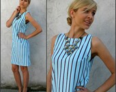 Mint Glamorous striped handmade Women's Veritcal Stripes Midi Dress w/ Necklace