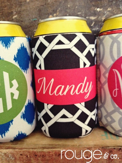 drink koozie - customizable LATTICE pattern with monogram