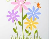 Large Daisy Flowers with Name -children  -Vinyl wall decal Lettering words graphics Home decor itswritteninvinyl