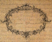Ornate FRAME Oval Empty Digital Collage Sheet Download Burlap Fabric Transfer Blank Inside to Iron On Pillows Totes Tea Towels No. 4251