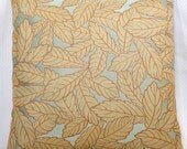 Light Aqua Blue& Woven Golden Leaf Pillow Cover - 20 x 20