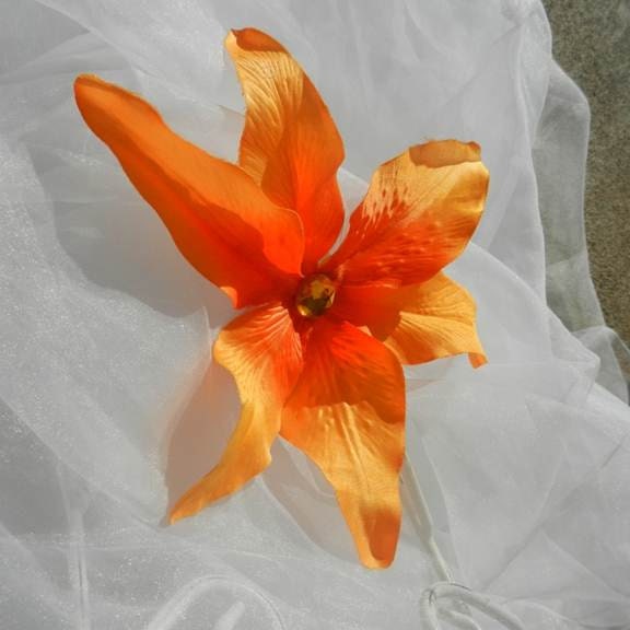 Orange Hawaiin Orchid Hair Clip