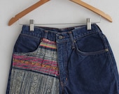 SALE 25% OFF Hmong Batik vintage Patch Hot pants Deep Blue shorts ethnic chic LS2012-03