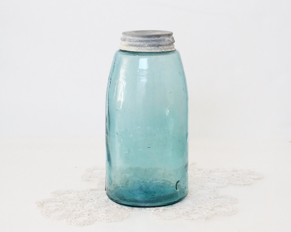 Tall Aqua Mason Jar