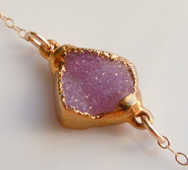 RESERVED Druzy Bracelet in Peony Pink