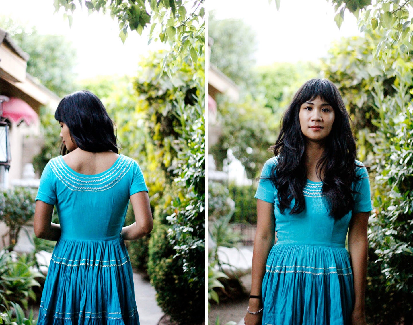 SALE 25% OFF Vintage Turquoise Short Sleeved Dress size S