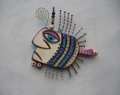 Twisted Fish, Original Found Object Sculpture, Wall Art, Wood Carving, by Fig Jam Studio