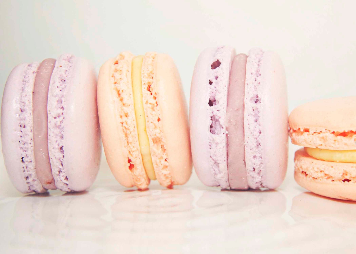 Purple lavender and Peach Macaron, 5x7 Photograph, French Macaron, French Macaroon cookie, Food Photography - trekkerjen