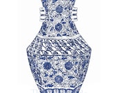 Blue and White Chinese Vase 13x19 Giclee
