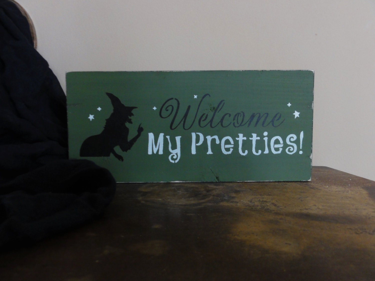 Welcome My Pretties Halloween Fall Witch Sign Decoration