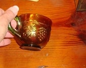 Unsurpassed & Extraordinary NORTHWOOD Green/Gold Carnival Glass Vintage TEA CUP - 1930's