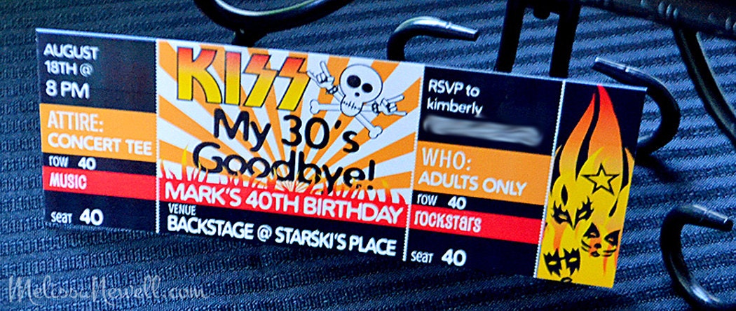 PRINTABLE - KISS my 30s Goodbye - Rocker Happy Birthday Party Invite - Invitation Design Il_570xn