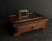 Vintage Wooden Desk Box- Rustic Victorian Musical Jewelry