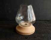 Bell Display Cloche with Rustic Wooden Base